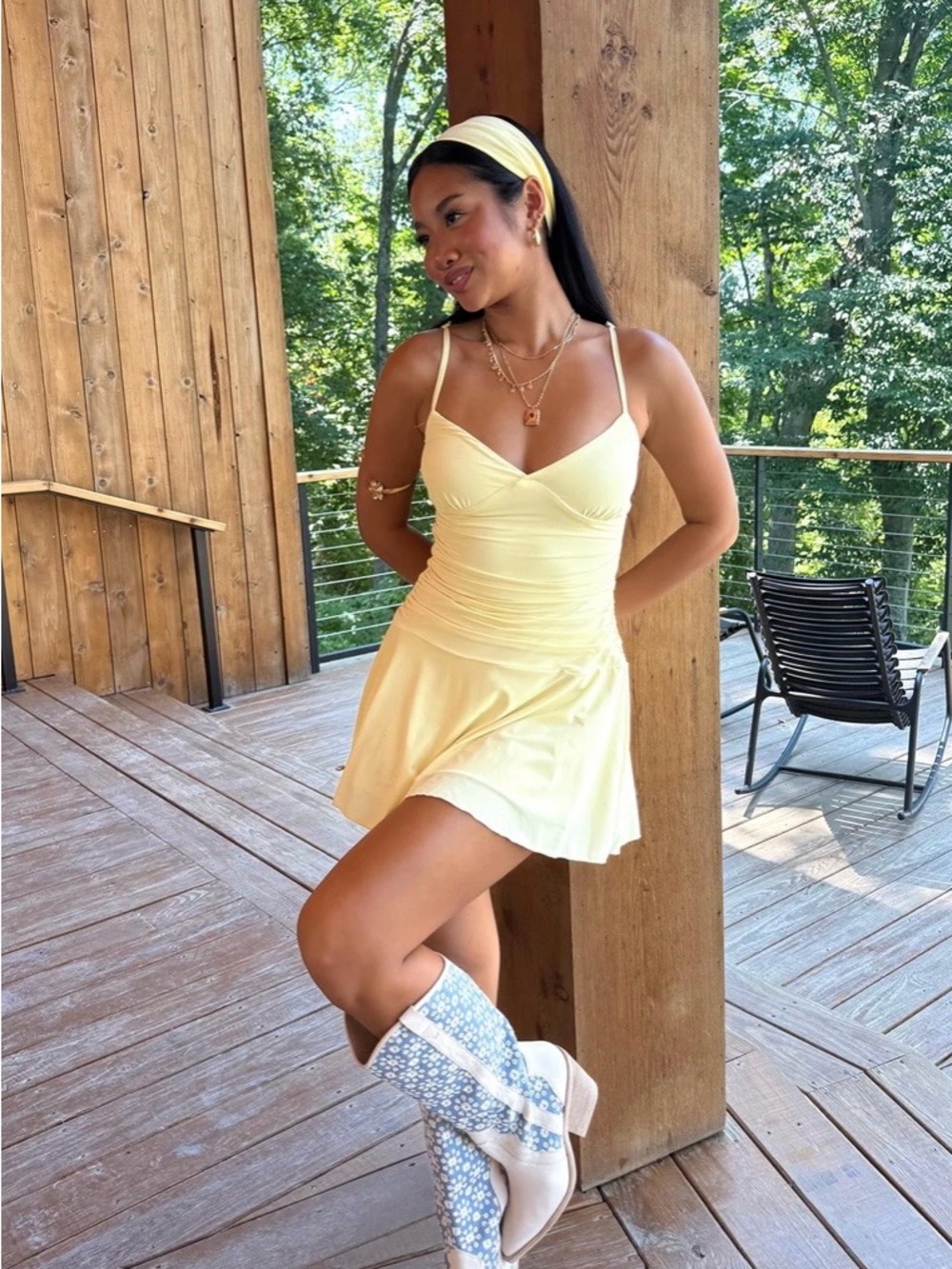 Edikted Deborah Ruched Mini Dress – Yellow